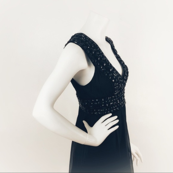 BEBE Dress Embellished Beaded Double V Mini LBD - Picture 3 of 8